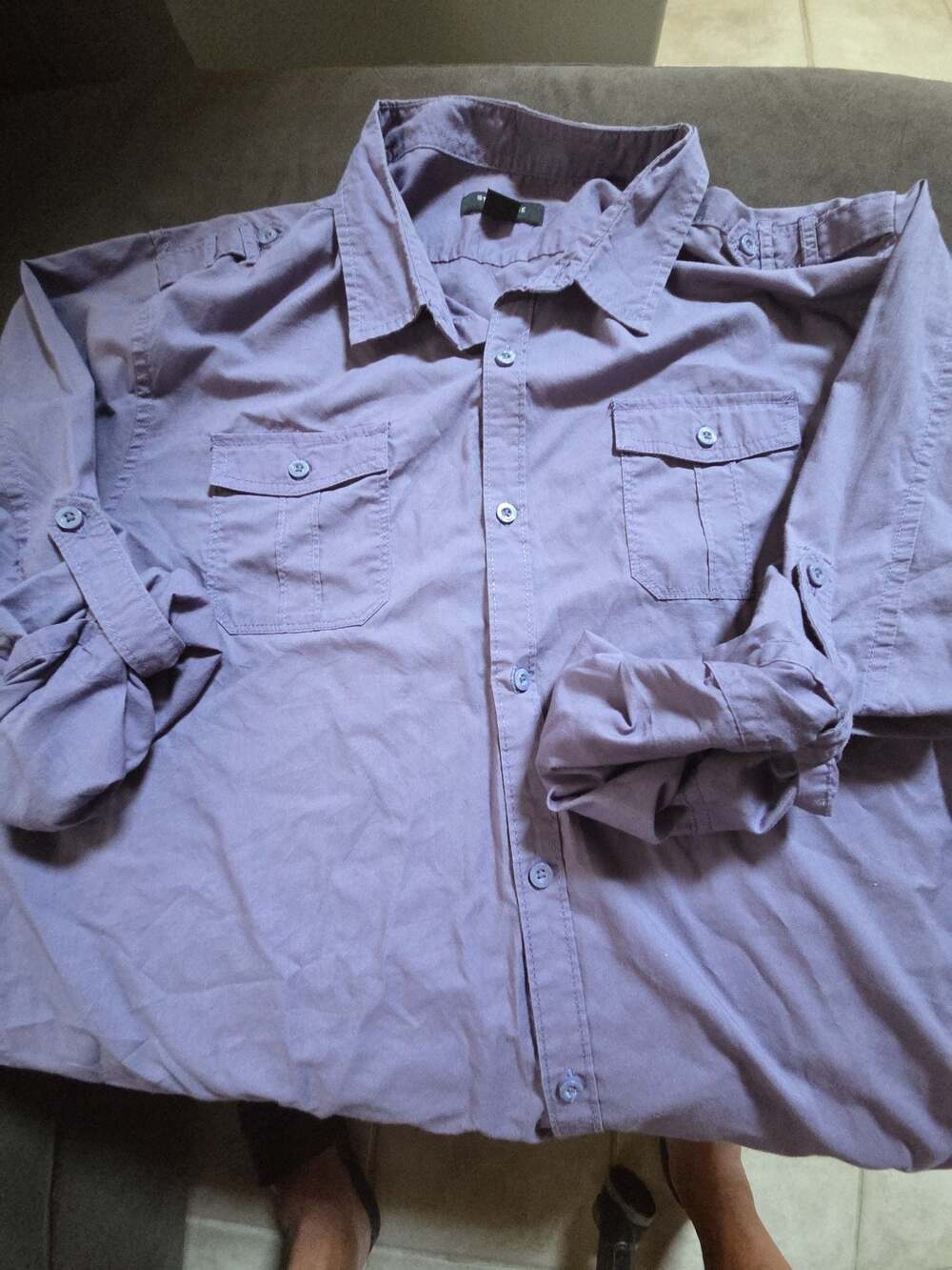 STRUCTURE Men's Purple Long Sleeve Button Up Shirt with Pockets